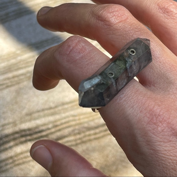 Double Terminated Rutilated Smoky Quartz Point Ring size 9 - Picture 4 of 4